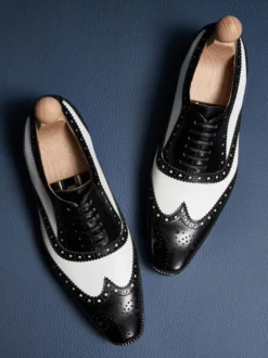 Chaussures habillées pour hommes à bout carré en cuir Brogue Oxford Chaussures de bal de mariage