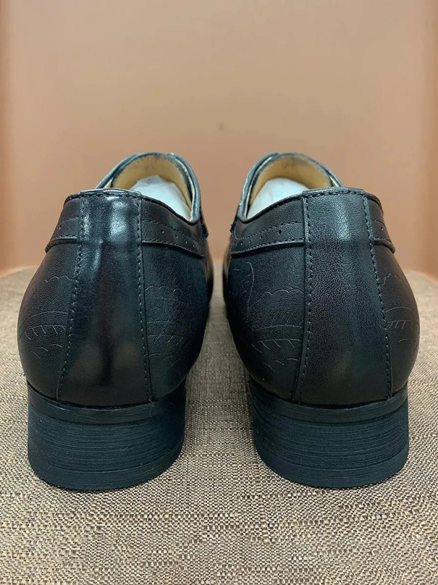 Chaussures habillées pour hommes richelieus à lacets en cuir véritable