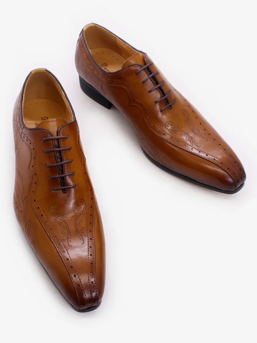 Chaussures habillées pour hommes richelieus à lacets en cuir véritable