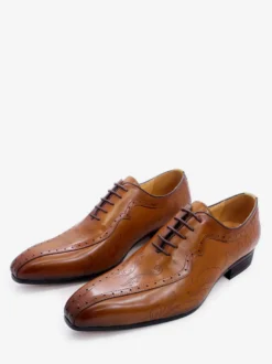 Chaussures habillées pour hommes richelieus à lacets en cuir véritable