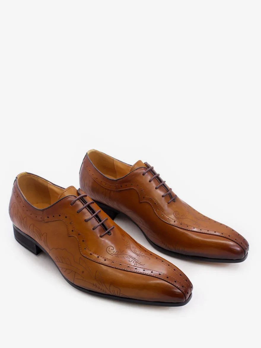 Chaussures habillées pour hommes richelieus à lacets en cuir véritable
