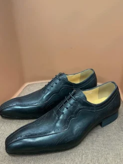 Chaussures habillées pour hommes richelieus à lacets en cuir véritable