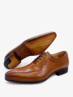 Chaussures habillées pour hommes richelieus à lacets en cuir véritable