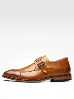 Chaussures habillées pour hommes à enfiler en cuir à brides à bout pointu Oxford chaussures d'affaires formelles