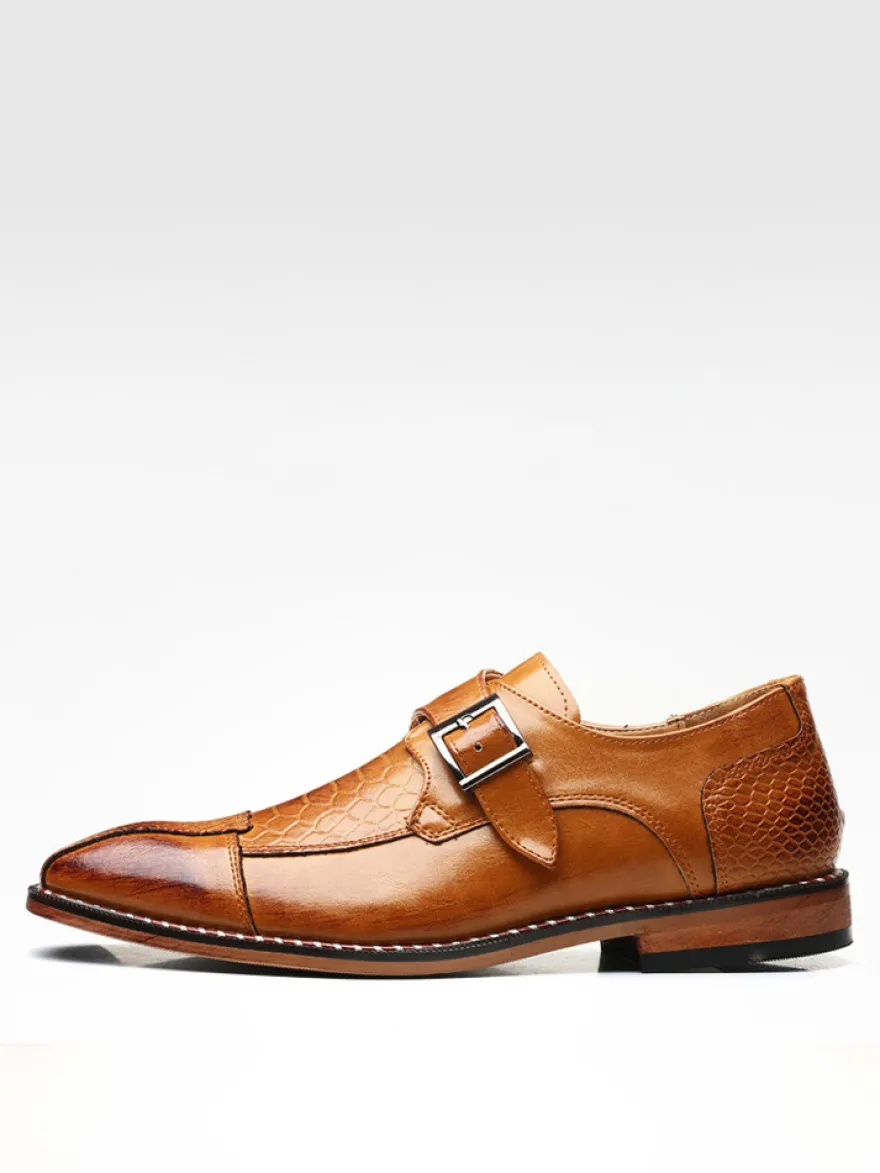 Chaussures habillées pour hommes à enfiler en cuir à brides à bout pointu Oxford chaussures d'affaires formelles