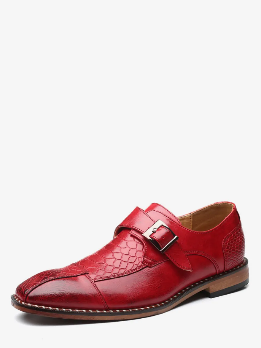 Chaussures habillées pour hommes à enfiler en cuir à brides à bout pointu Oxford chaussures d'affaires formelles