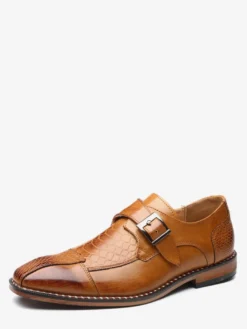 Chaussures habillées pour hommes à enfiler en cuir à brides à bout pointu Oxford chaussures d'affaires formelles