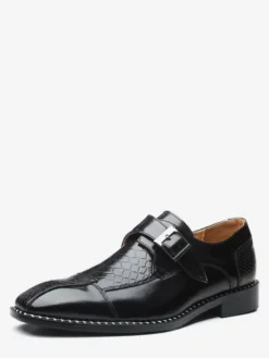Chaussures habillées pour hommes à enfiler en cuir à brides à bout pointu Oxford chaussures d'affaires formelles