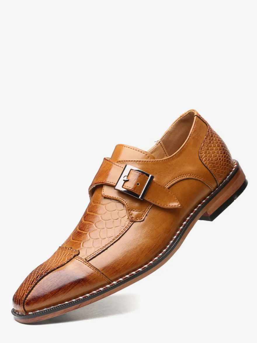 Chaussures habillées pour hommes à enfiler en cuir à brides à bout pointu Oxford chaussures d'affaires formelles