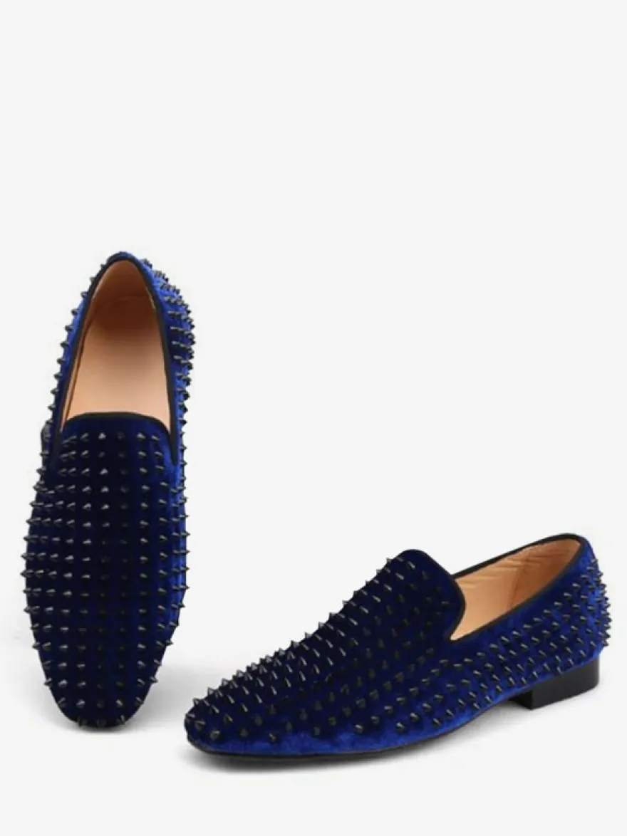 Chaussures habillées pour hommes Bout rond moderne Rivets Slip-On Micro Suede Upper