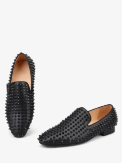 Chaussures habillées pour hommes Bout rond moderne Rivets Slip-On Micro Suede Upper