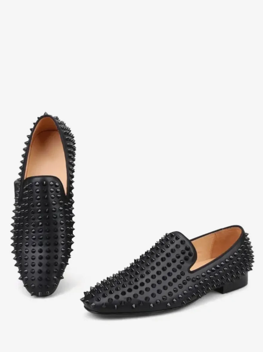 Chaussures habillées pour hommes Bout rond moderne Rivets Slip-On Micro Suede Upper
