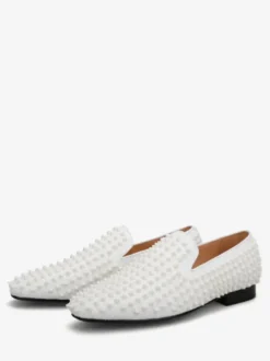 Chaussures habillées pour hommes Bout rond moderne Rivets Slip-On Micro Suede Upper