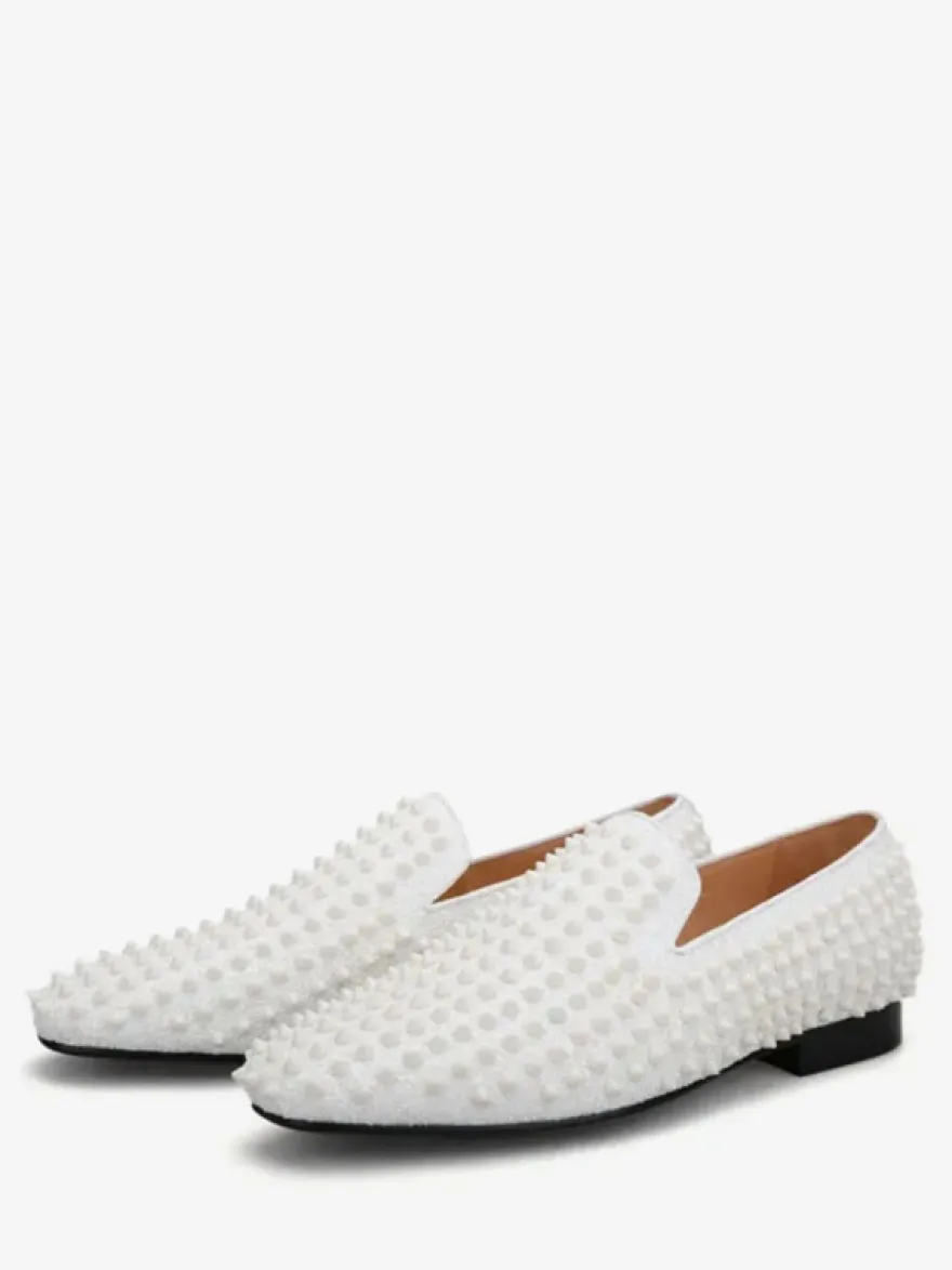 Chaussures habillées pour hommes Bout rond moderne Rivets Slip-On Micro Suede Upper