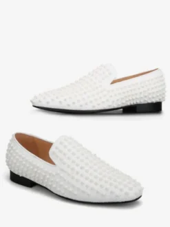 Chaussures habillées pour hommes Bout rond moderne Rivets Slip-On Micro Suede Upper
