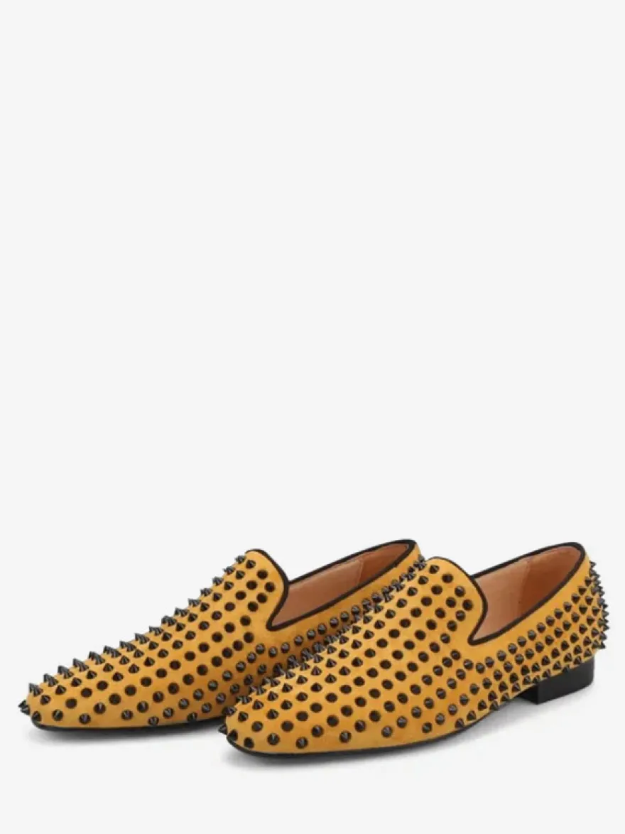 Chaussures habillées pour hommes Bout rond moderne Rivets Slip-On Micro Suede Upper