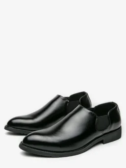 Chaussures habillées pour hommes à enfiler bout pointu en cuir synthétique semelle en caoutchouc antidérapante style Chelsea chaussures décontractées à talon bas
