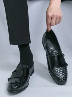 Chaussures habillées pour hommes bout rond à enfiler style monk