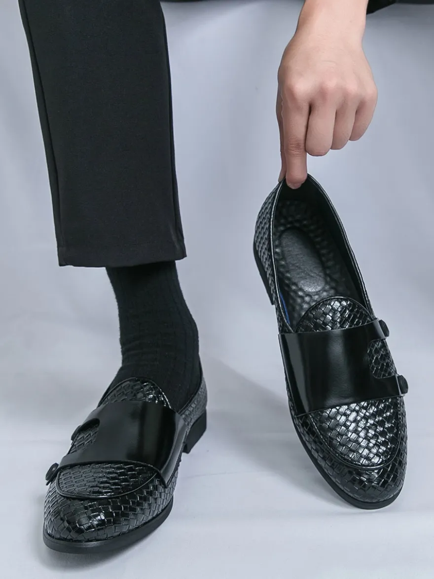 Chaussures habillées pour hommes bout rond à enfiler style monk