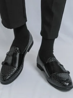 Chaussures habillées pour hommes bout rond à enfiler style monk
