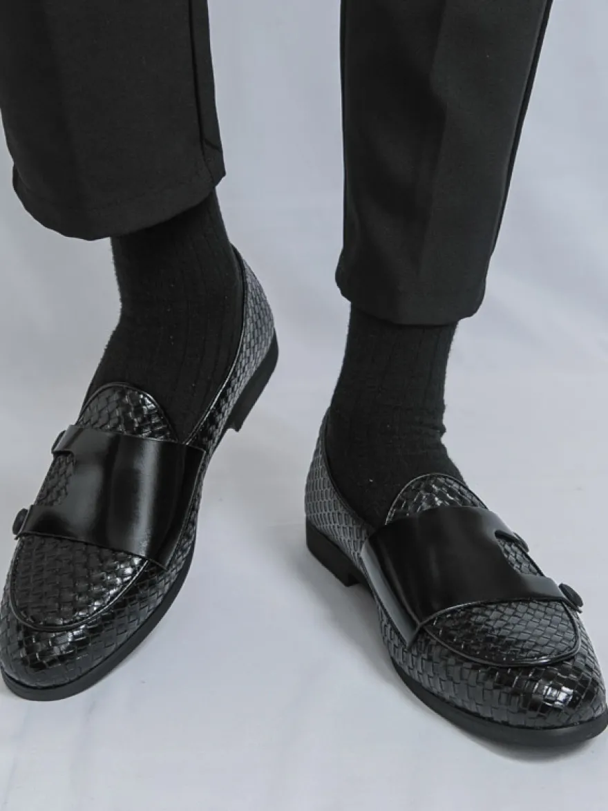Chaussures habillées pour hommes bout rond à enfiler style monk