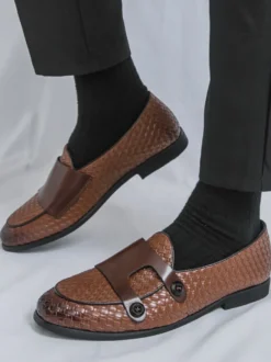 Chaussures habillées pour hommes bout rond à enfiler style monk