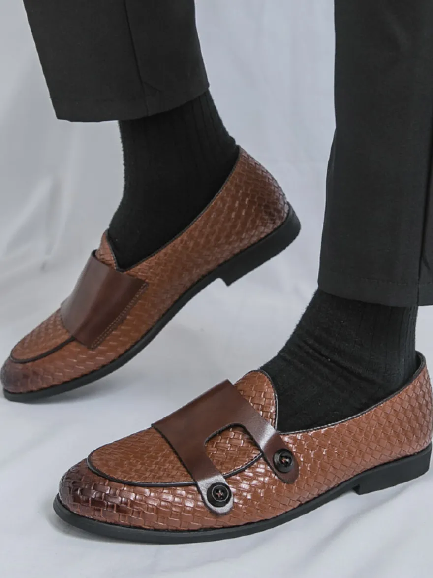 Chaussures habillées pour hommes bout rond à enfiler style monk