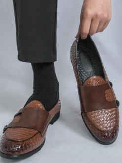Chaussures habillées pour hommes bout rond à enfiler style monk