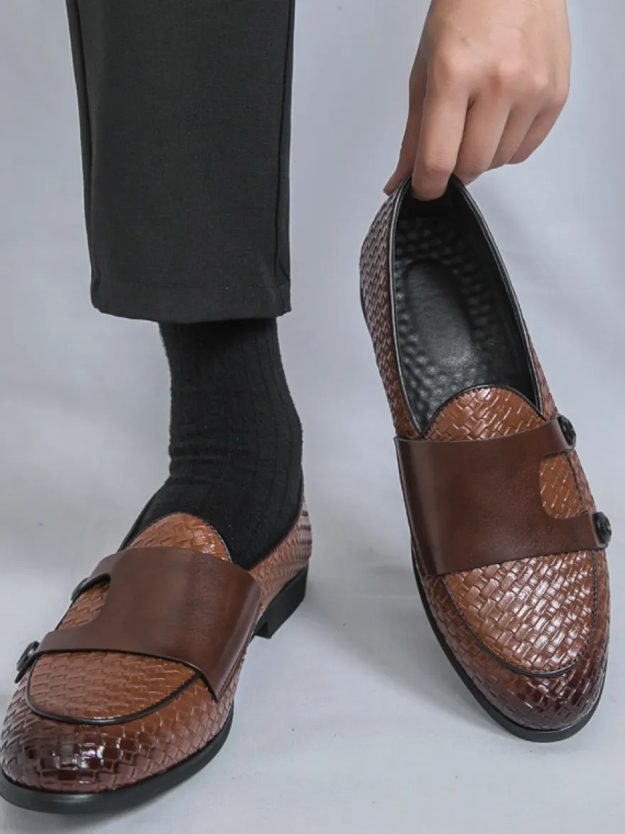 Chaussures habillées pour hommes bout rond à enfiler style monk