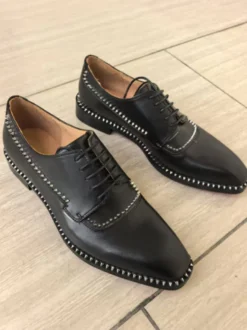 Chaussures habillées pour hommes bout carré noir strass lacets chaussures de mariage et de bal.