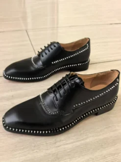 Chaussures habillées pour hommes bout carré noir strass lacets chaussures de mariage et de bal.