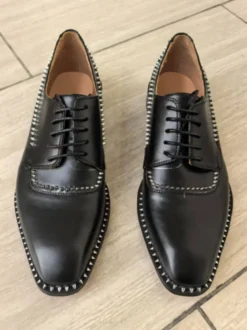 Chaussures habillées pour hommes bout carré noir strass lacets chaussures de mariage et de bal.