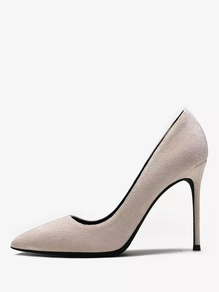Chaussures habillées à talons aiguilles et bout pointu en daim à talons hauts rouges