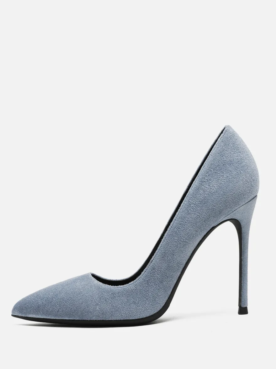 Chaussures habillées à talons aiguilles et bout pointu en daim à talons hauts rouges