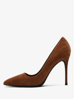 Chaussures habillées à talons aiguilles et bout pointu en daim à talons hauts rouges