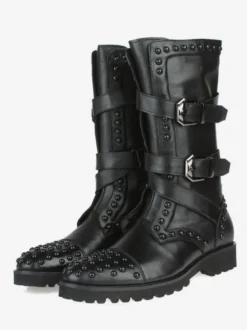 Chaussures Homme Bottes de Travail Rivet Bottines Cuir de Vachette Classique Noir