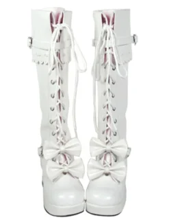 Chaussures Lolita Bottes à talons épais avec lacet et nœuds Déguisements Halloween
