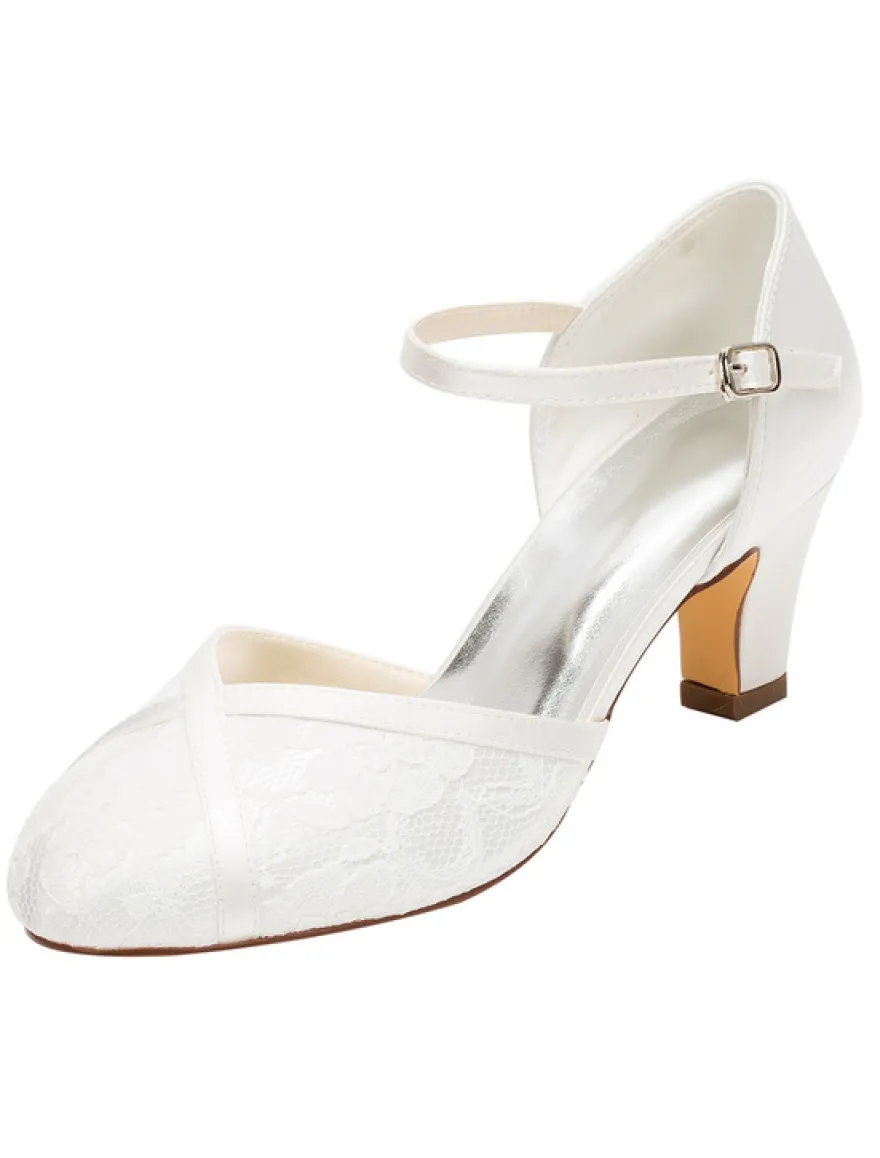Chaussures mariage talon carrée boucle réglable
