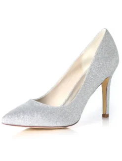 Chaussures mariage talon haut bout pointu brillante