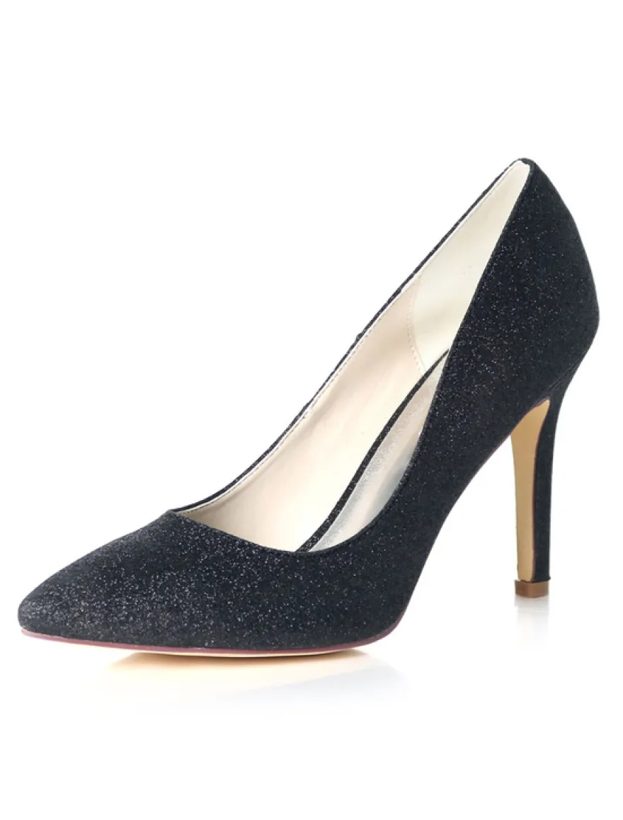 Chaussures mariage talon haut bout pointu brillante