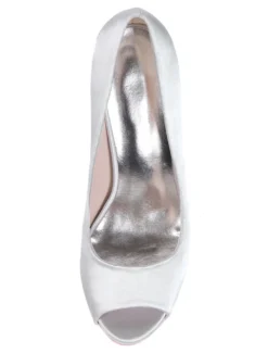 Chaussures mariée bout ouvert talon haut en satin Chaussures cérémonie