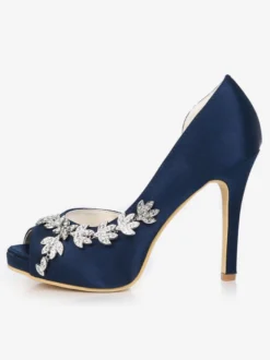 Chaussures mariée ivoire en satin bout ouvert talon haut