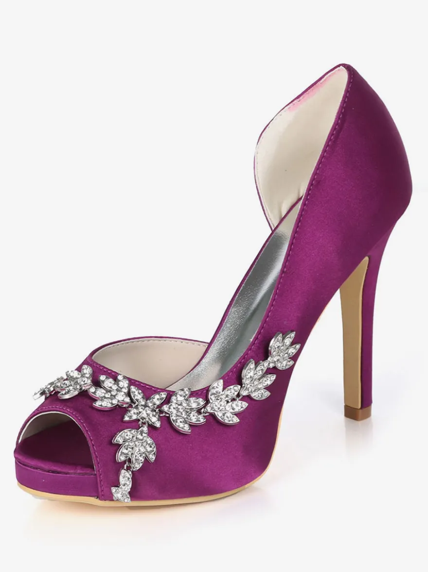 Chaussures mariée ivoire en satin bout ouvert talon haut