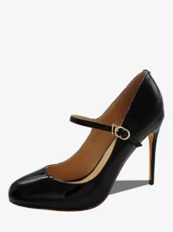Chaussures Mary Jane à talons hauts escarpins noirs à boucle et bout rond et talon aiguille