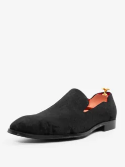 Chaussures Mocassins Homme Slip-On Bout Carré Tissu Pailleté