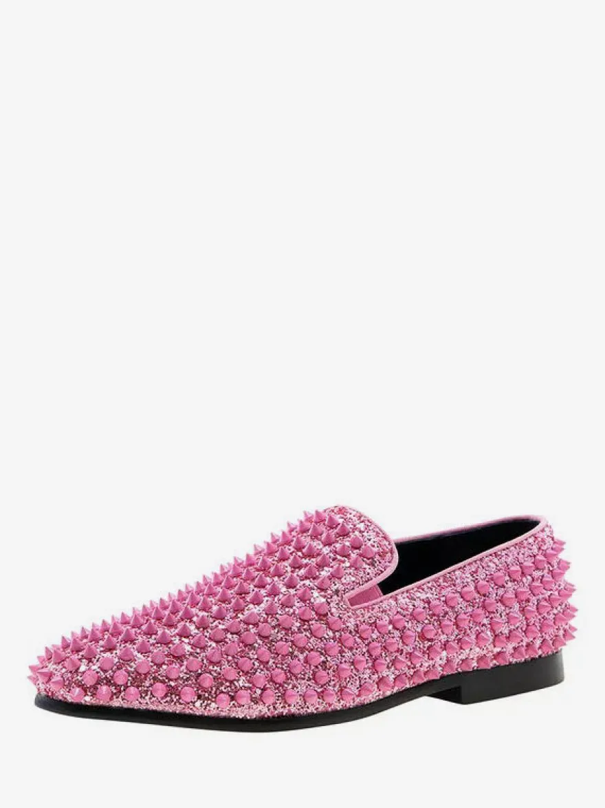 Chaussures Mocassins Pour Hommes Tissu À Paillettes Rivets Illustration Slip-On