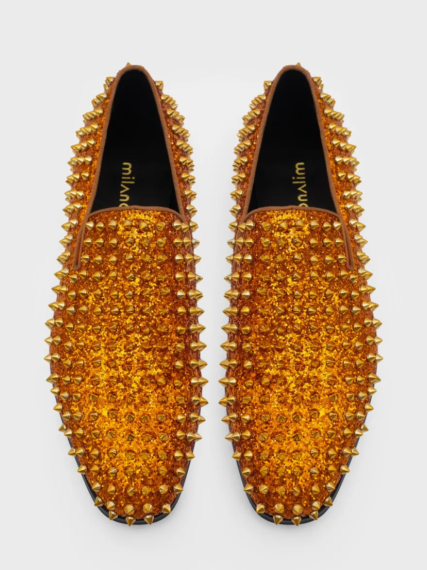Chaussures Mocassins Pour Hommes Tissu À Paillettes Rivets Illustration Slip-On