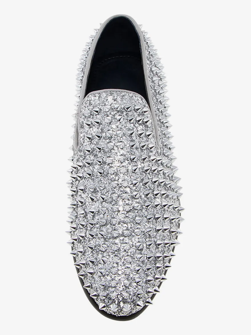 Chaussures Mocassins Pour Hommes Tissu À Paillettes Rivets Illustration Slip-On