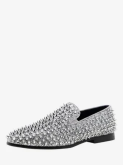 Chaussures Mocassins Pour Hommes Tissu À Paillettes Rivets Illustration Slip-On