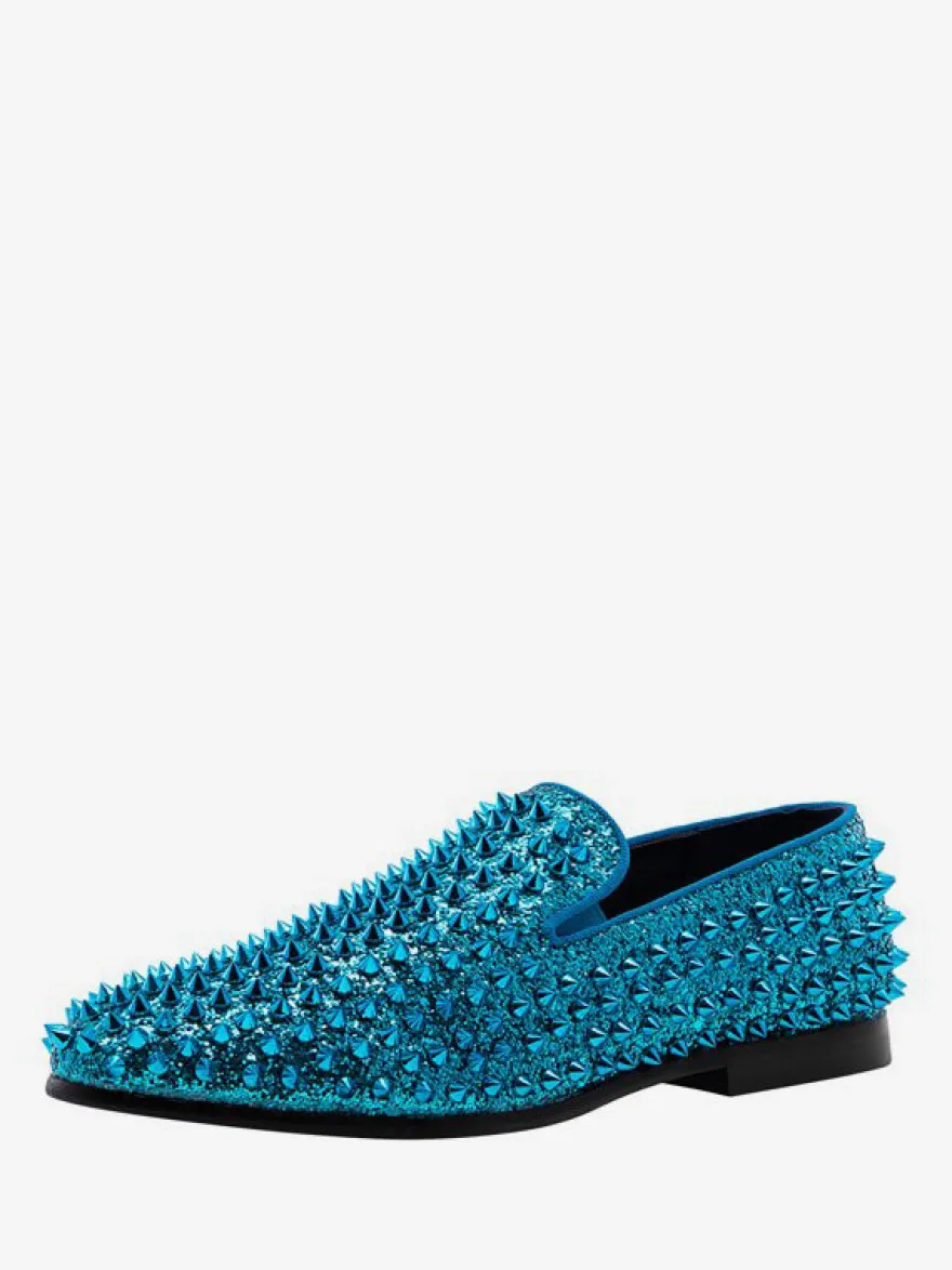 Chaussures Mocassins Pour Hommes Tissu À Paillettes Rivets Illustration Slip-On